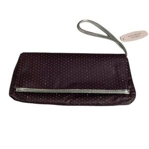 Victoria's Secret Clutch Purse Handbag Wristlet Purple & Silver **NEW**